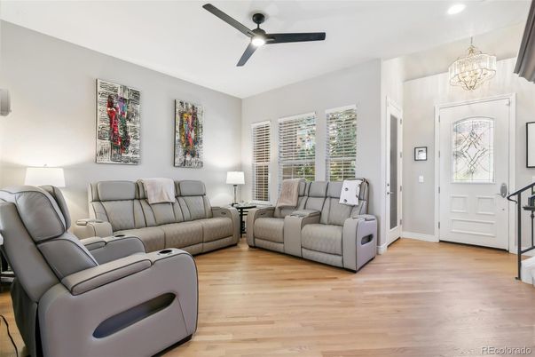 Chandelier, Interior, Living room, Recessed Lighting, Wood Texture Flooring