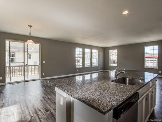 Interior, Kitchen, Pendant Lights, Recessed Lighting, Wood Texture Flooring