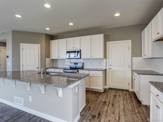 Interior, Kitchen, Recessed Lighting, Wood Texture Flooring