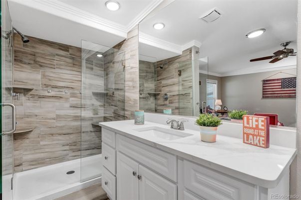 Bathroom, Glass Shower, Interior, Recessed Lighting