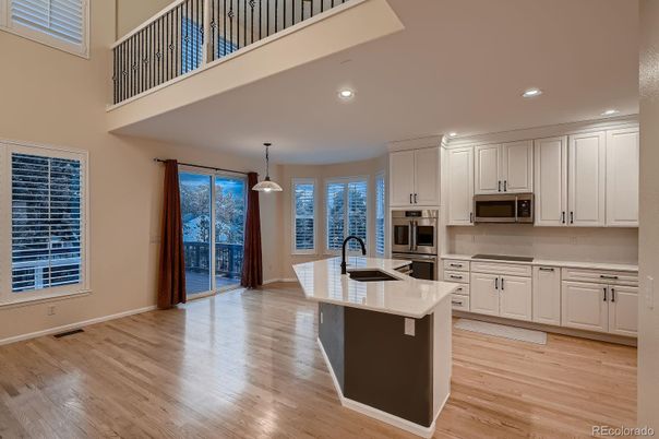Interior, Kitchen, Pendant Lights, Recessed Lighting, Wood Texture Flooring