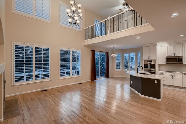 Chandelier, Interior, Kitchen, Pendant Lights, Recessed Lighting, Wood Texture Flooring