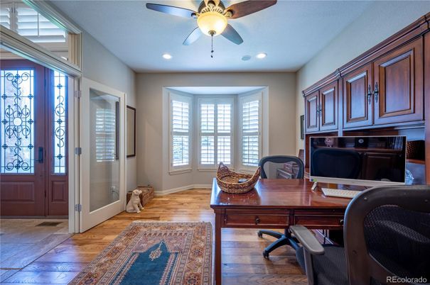 Home Office, Interior, Recessed Lighting, Wood Texture Flooring