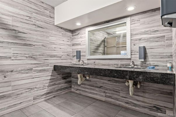 Bathroom, Dual Sink Vanities, Interior, Recessed Lighting, Wooden Walls