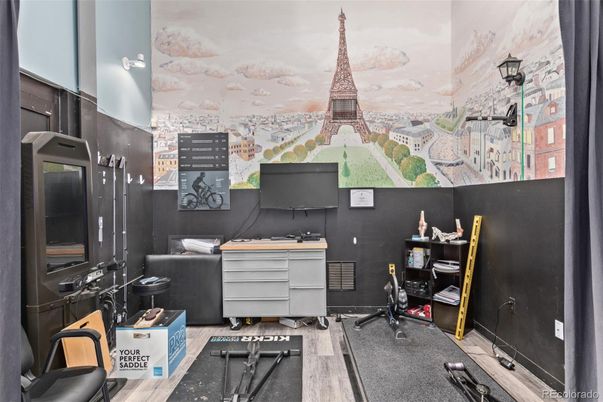 Fitness Equipment, Home Office, Interior, Wood Texture Flooring