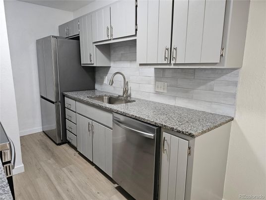 Interior, Kitchen, Stainless Steel Appliances, Wood Texture Flooring