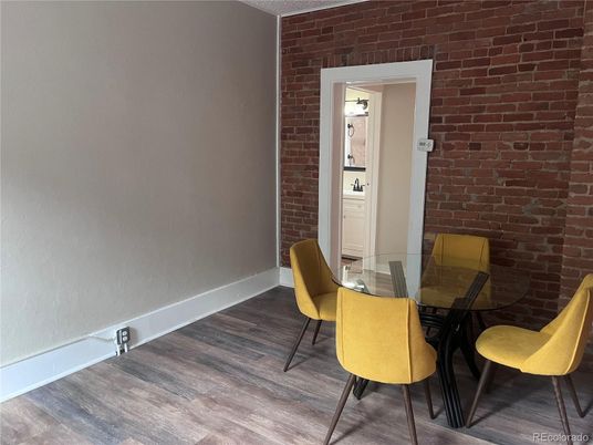 Dining room, Interior, Stone Walls, Wood Texture Flooring