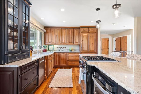 Interior, Kitchen, Pendant Lights, Recessed Lighting, Wood Texture Flooring