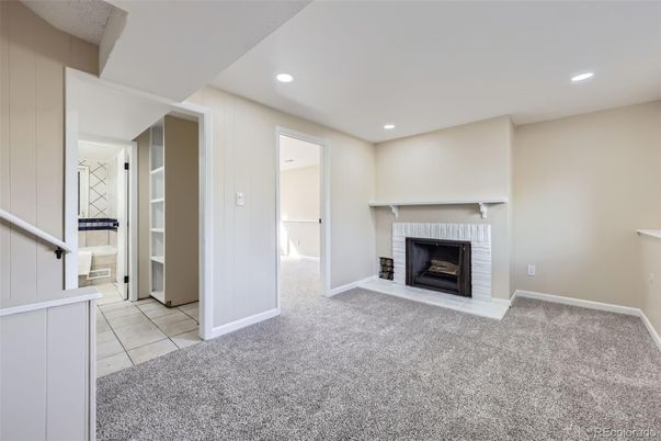 Empty room, Fireplace, Interior, Recessed Lighting