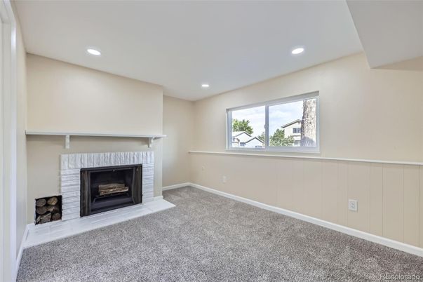 Empty room, Fireplace, Interior, Recessed Lighting