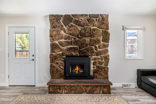 Fireplace, Interior, Stone Walls, Wood Texture Flooring