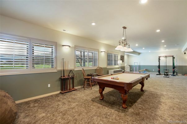 Billiard Table, Game Room, Interior, Pendant Lights, Recessed Lighting
