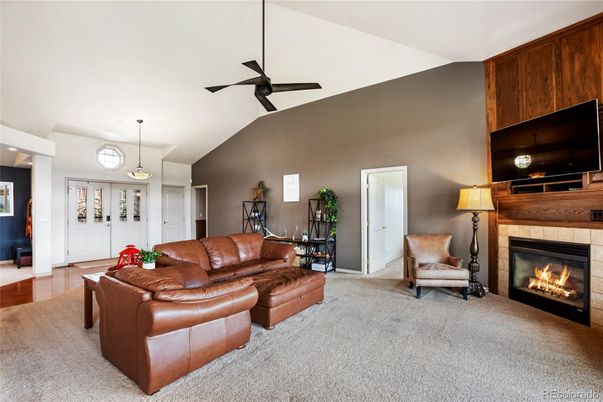 Fireplace, Interior, Living room, Pendant Lights