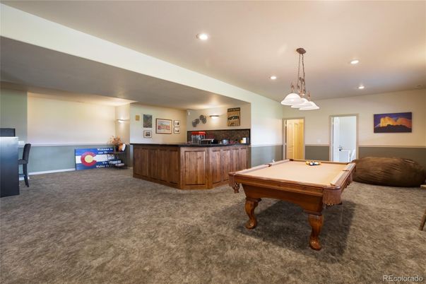 Billiard Table, Game Room, Interior, Pendant Lights, Recessed Lighting