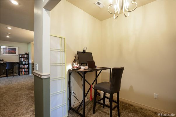 Chandelier, Home Office, Interior, Recessed Lighting