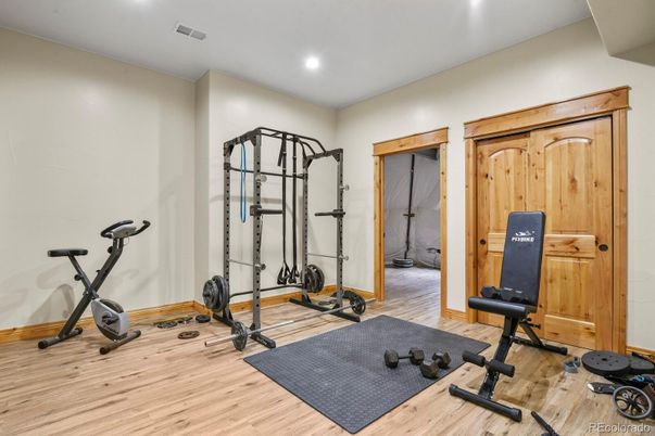 Fitness Equipment, Interior, Recessed Lighting, Wood Texture Flooring