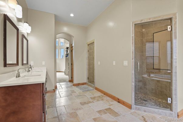 Bathroom, Dual Sink Vanities, Glass Shower, Interior, Recessed Lighting