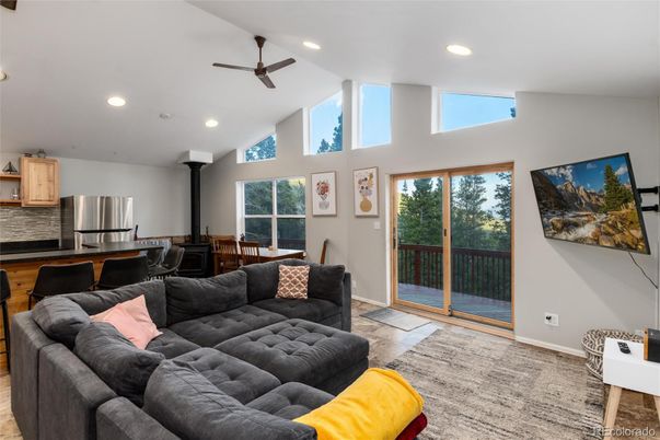 Dining room, Fireplace, Interior, Kitchen, Living room, Recessed Lighting, Stainless Steel Appliances