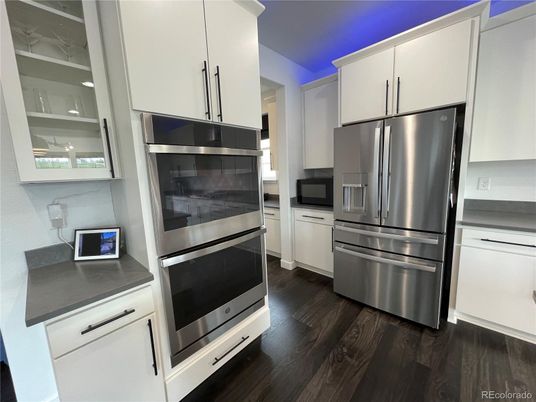 Interior, Kitchen, Stainless Steel Appliances, Wood Texture Flooring