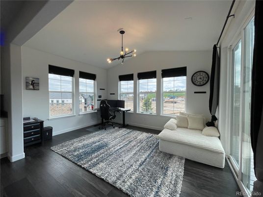 Home Office, Interior, Pendant Lights, Wood Texture Flooring