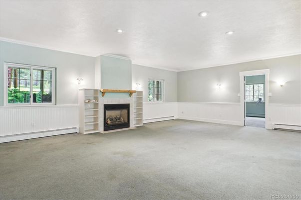 Empty room, Fireplace, Interior, Recessed Lighting