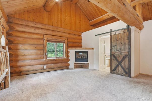Empty room, Fireplace, Interior, Wooden Beams, Wooden Ceilings, Wooden Walls