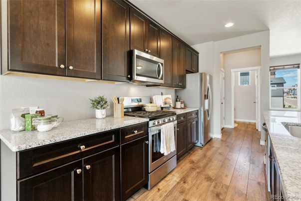 Interior, Kitchen, Recessed Lighting, Wood Texture Flooring