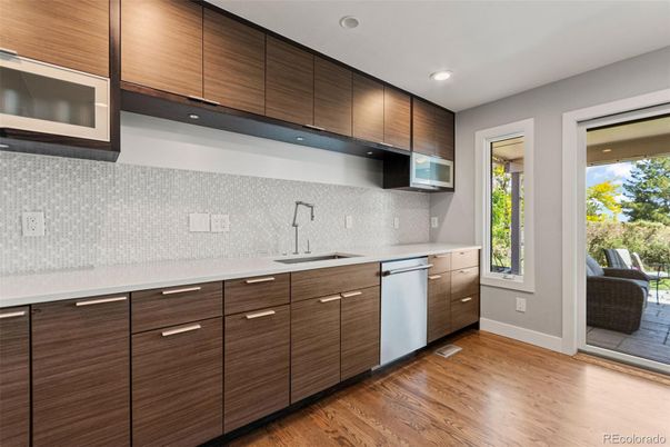 Interior, Kitchen, Recessed Lighting, Wood Texture Flooring