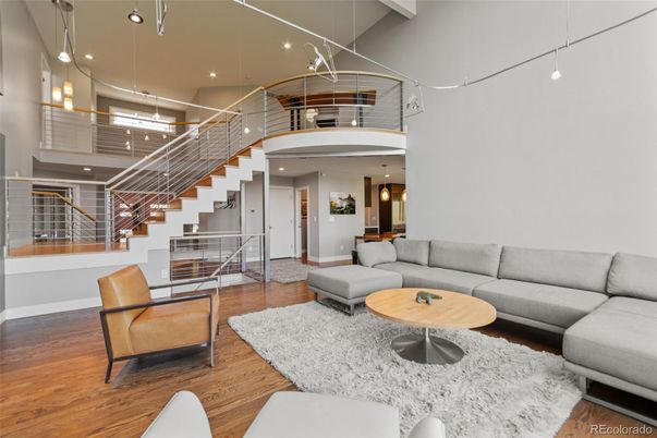 Interior, Living room, Pendant Lights, Recessed Lighting, Wood Texture Flooring