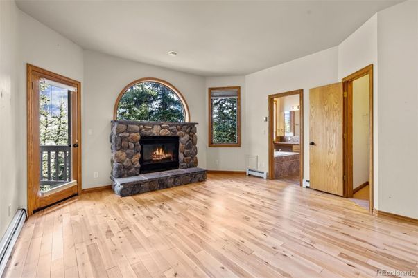 Empty room, Fireplace, Interior, Recessed Lighting, Wood Texture Flooring