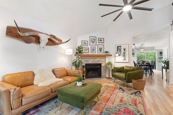 Dining room, Fireplace, Interior, Living room, Pendant Lights, Wood Texture Flooring