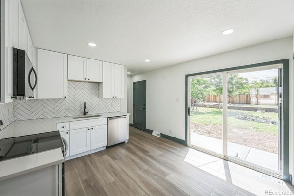 Interior, Kitchen, Recessed Lighting, Wood Texture Flooring