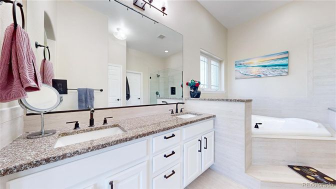 Bathroom, Dual Sink Vanities, Glass Shower, Interior