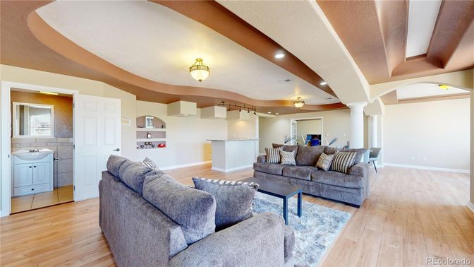 Interior, Living room, Recessed Lighting, Wood Texture Flooring