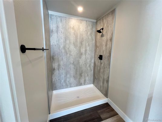 Bathroom, Interior, Recessed Lighting, Wood Texture Flooring