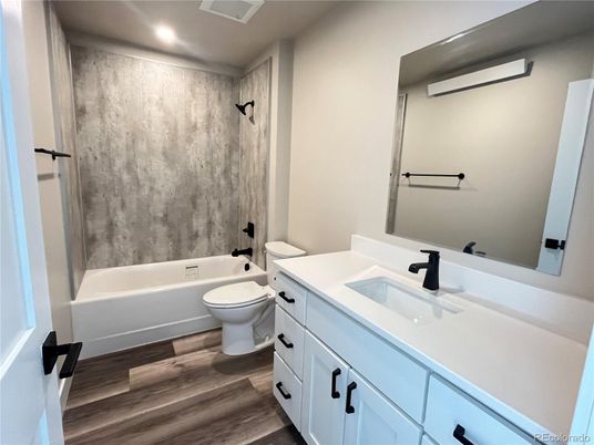 Bathroom, Interior, Recessed Lighting, Wood Texture Flooring
