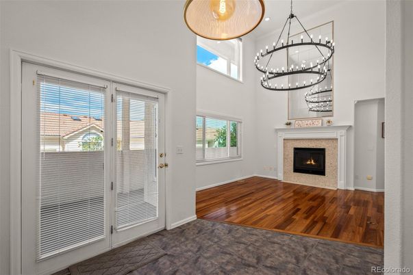 Fireplace, Interior, Pendant Lights, Wood Texture Flooring