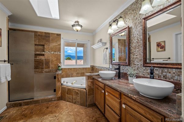 Bathroom, Dual Sink Vanities, Glass Shower, Interior