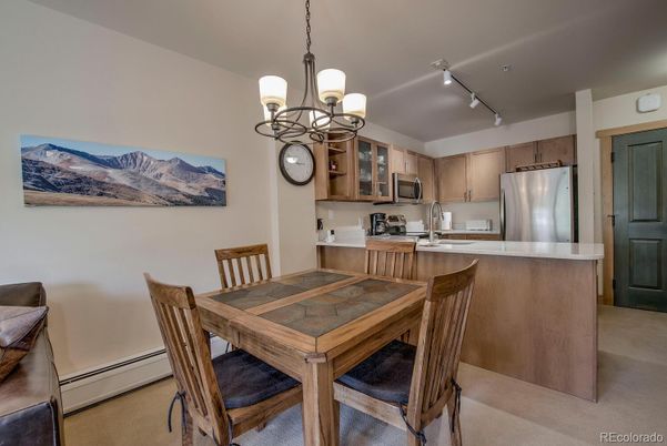 Chandelier, Dining room, Interior, Kitchen, Stainless Steel Appliances