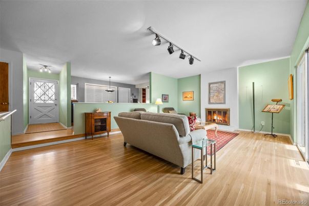 Fireplace, Interior, Living room, Pendant Lights, Wood Texture Flooring