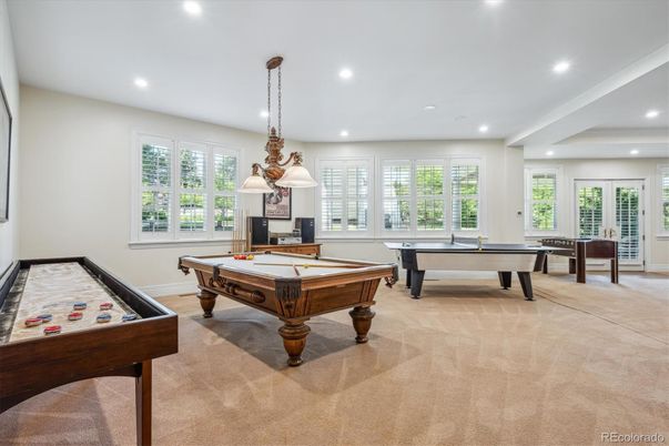 Billiard Table, Game Room, Interior, Pendant Lights, Recessed Lighting
