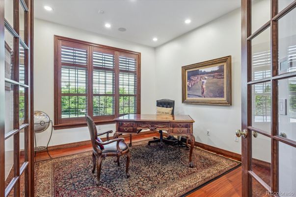 Home Office, Interior, Recessed Lighting, Wood Texture Flooring