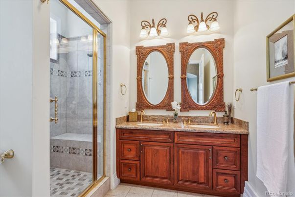 Bathroom, Dual Sink Vanities, Glass Shower, Interior