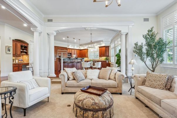 Dining room, Interior, Kitchen, Living room, Pendant Lights, Recessed Lighting, Stainless Steel Appliances