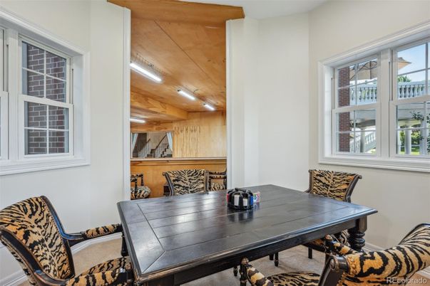 Dining room, Interior, Recessed Lighting, Wooden Ceilings