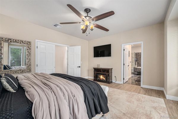 Bedroom, Fireplace, Interior, Wood Texture Flooring