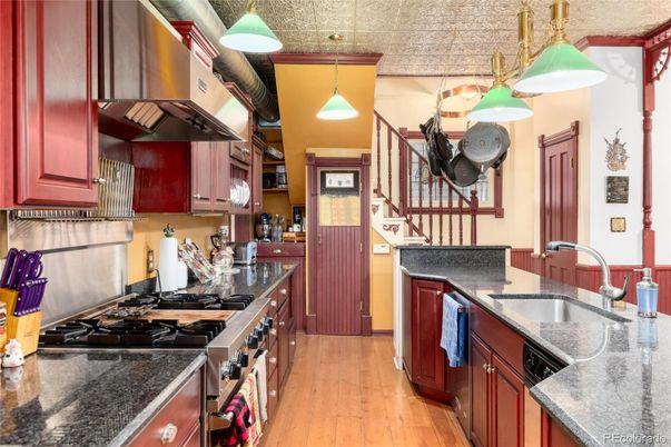 Interior, Kitchen, Pendant Lights, Stainless Steel Appliances, Wood Texture Flooring