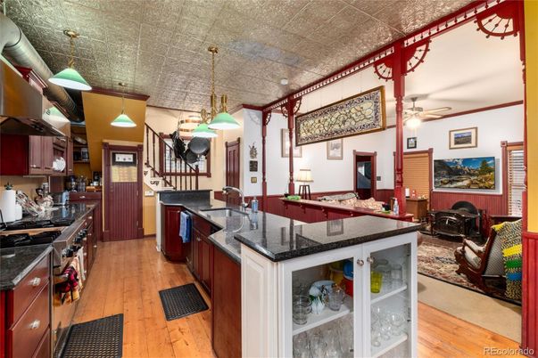 Interior, Kitchen, Pendant Lights, Wood Texture Flooring