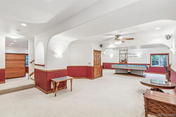 Billiard Table, Game Room, Interior, Recessed Lighting