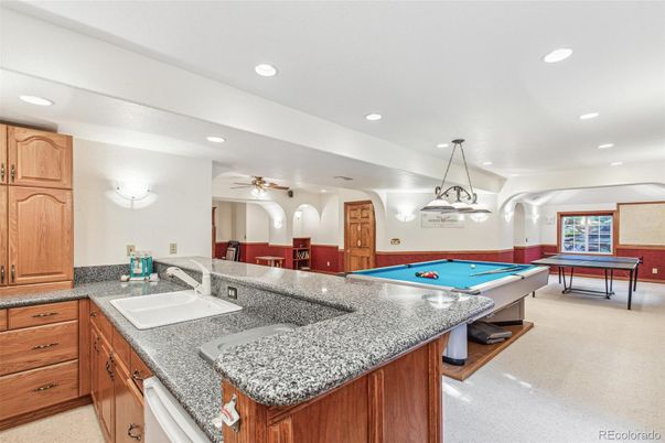 Billiard Table, Game Room, Interior, Pendant Lights, Recessed Lighting